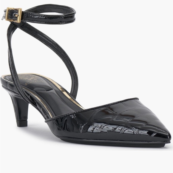 Vince Camuto Irva Ankle Strap Pointed Toe Pump in Black Size 7 NWT - Picture 1 of 8